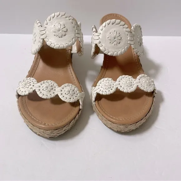 Jack Rogers Shelby White Wedge Sandals Size 7