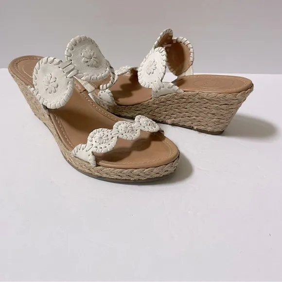 Jack Rogers Shelby White Wedge Sandals Size 7