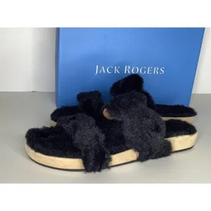 Jack Rogers Women's 11 Lauren comfort cozy black sandals - New