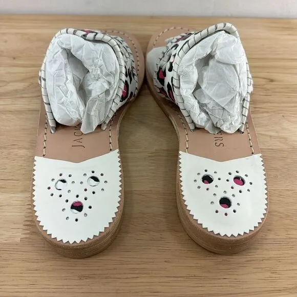 Jack Rogers Jacks Flat Sandals- Neon Pink Leopard- Size 6- NIB