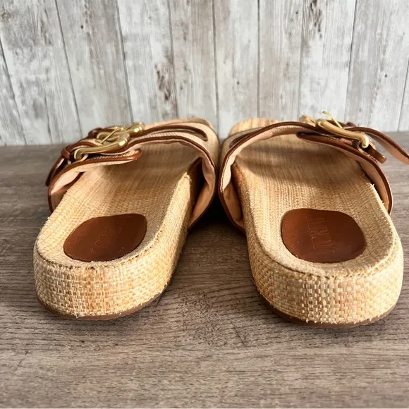 J.Crew Raffia Preppy Slide Sandals Size 8.5