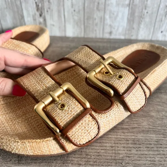 J.Crew Raffia Preppy Slide Sandals Size 8.5