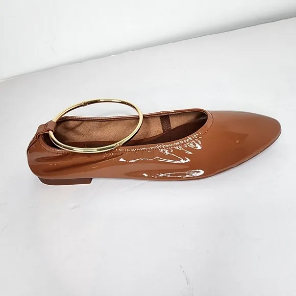 Jeffery Campbell Tippy Pattent Leather Womens Ballerina Flat In Brown Size 8