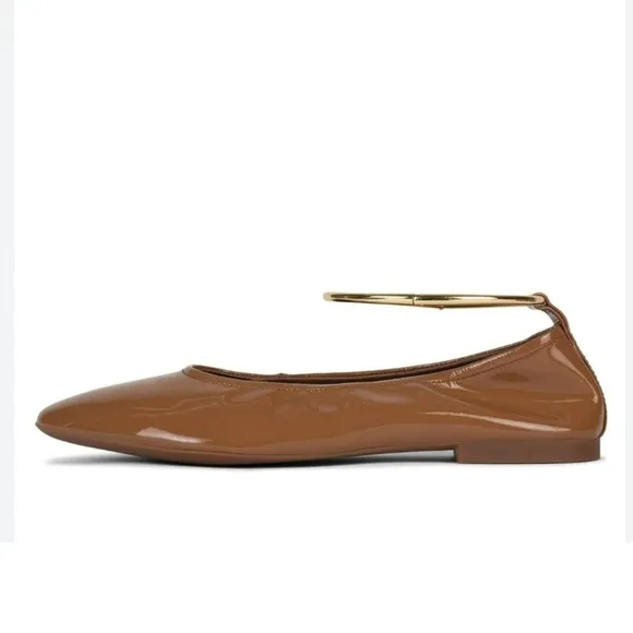 Jeffery Campbell Tippy Pattent Leather Womens Ballerina Flat In Brown Size 8