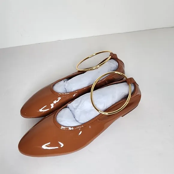 Jeffery Campbell Tippy Pattent Leather Womens Ballerina Flat In Brown Size 8