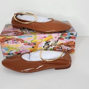 Jeffery Campbell Tippy Pattent Leather Womens Ballerina Flat In Brown Size 8