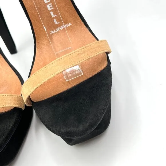 Jeffery Campbell Womens Size 10 Black Tan Suede Leather Platforms Heels Shoes
