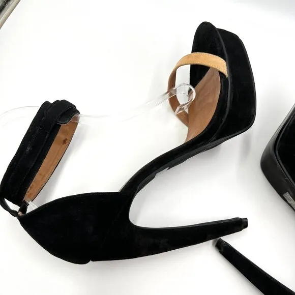 Jeffery Campbell Womens Size 10 Black Tan Suede Leather Platforms Heels Shoes