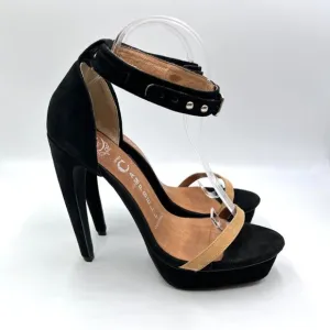 Jeffery Campbell Womens Size 10 Black Tan Suede Leather Platforms Heels Shoes