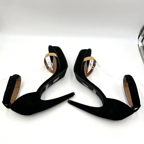 Jeffery Campbell Womens Size 10 Black Tan Suede Leather Platforms Heels Shoes