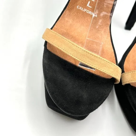 Jeffery Campbell Womens Size 10 Black Tan Suede Leather Platforms Heels Shoes