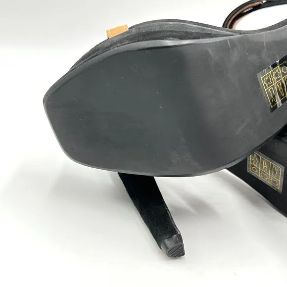 Jeffery Campbell Womens Size 10 Black Tan Suede Leather Platforms Heels Shoes