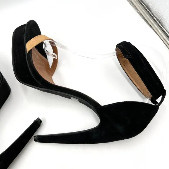 Jeffery Campbell Womens Size 10 Black Tan Suede Leather Platforms Heels Shoes