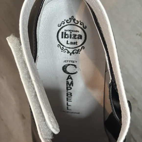 JEFFREY CAMPBELL BLACK AND WHITE PATENT LEATHER THE DEKA PUMP ANKLE BOOTS