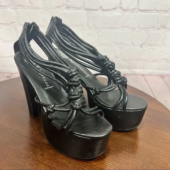 JEFFREY CAMPBELL platform braided leather sandals size 8 GuC