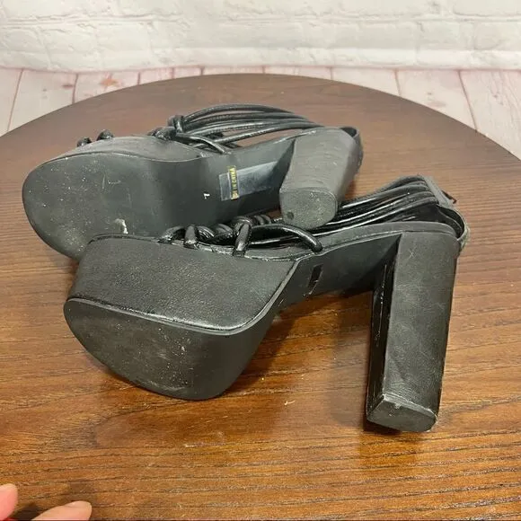 JEFFREY CAMPBELL platform braided leather sandals size 8 GuC