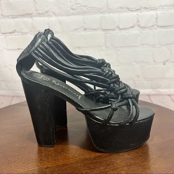 JEFFREY CAMPBELL platform braided leather sandals size 8 GuC