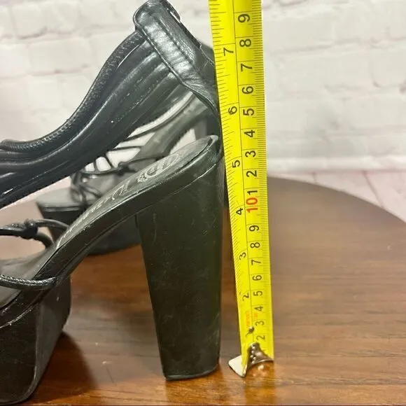 JEFFREY CAMPBELL platform braided leather sandals size 8 GuC