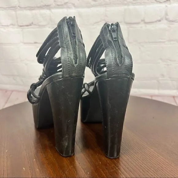 JEFFREY CAMPBELL platform braided leather sandals size 8 GuC