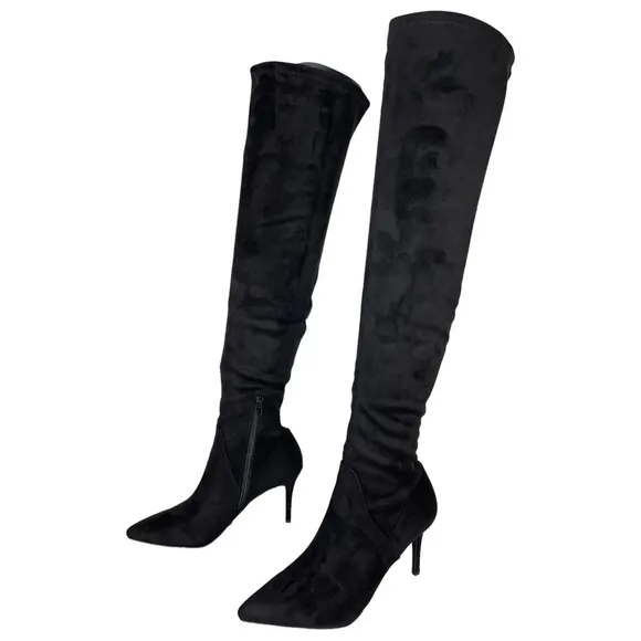 Jessica Simpson Abrine Black Microsuede Fabric OTK Womens Boots Size 8.5M