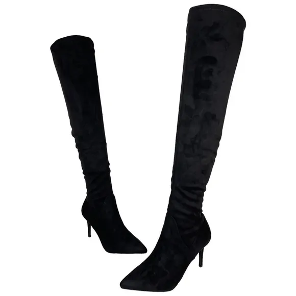 Jessica Simpson Abrine Black Microsuede Fabric OTK Womens Boots Size 8.5M