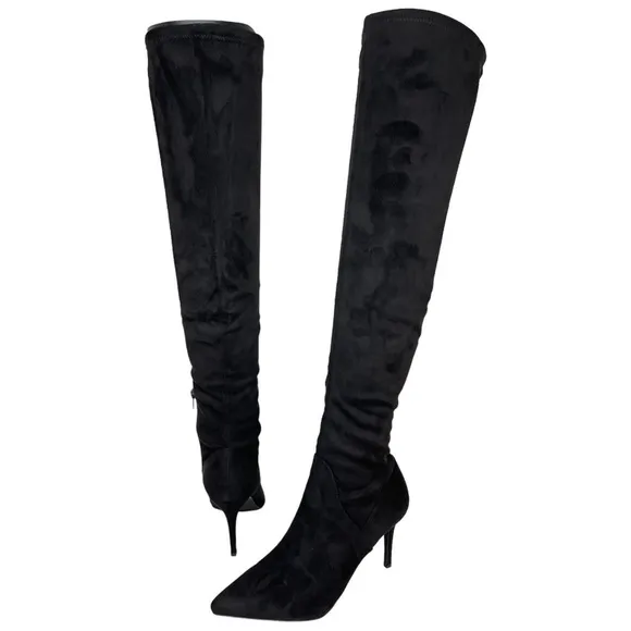Jessica Simpson Abrine Black Microsuede Fabric OTK Womens Boots Size 8.5M