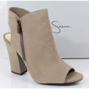 Jessica Simpson Minti Open Toe Heels Booties Sandals Taupe Size 9.5