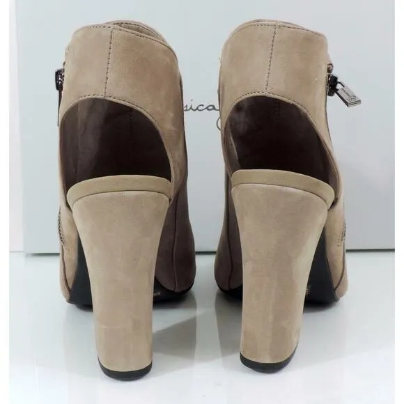 Jessica Simpson Minti Open Toe Heels Booties Sandals Taupe Size 9.5