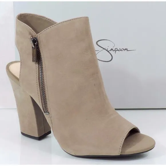 Jessica Simpson Minti Open Toe Heels Booties Sandals Taupe Size 9.5