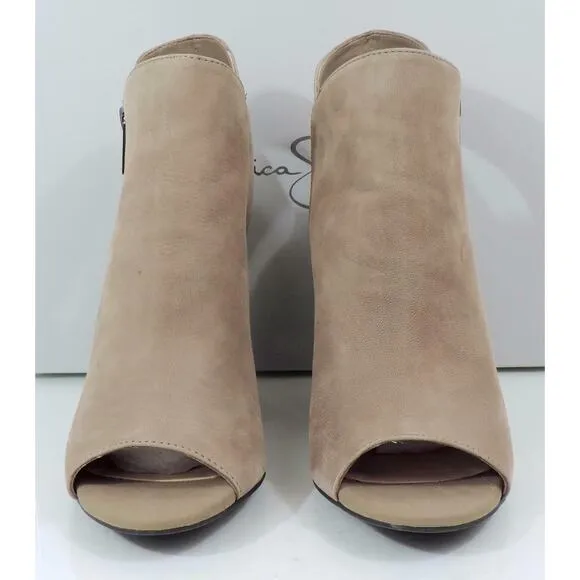 Jessica Simpson Minti Open Toe Heels Booties Sandals Taupe Size 9.5