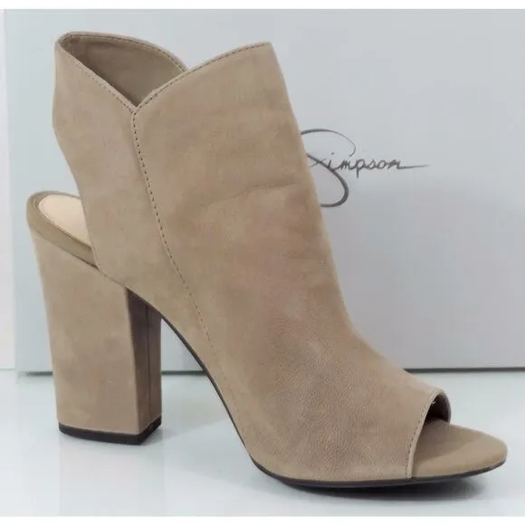 Jessica Simpson Minti Open Toe Heels Booties Sandals Taupe Size 9.5