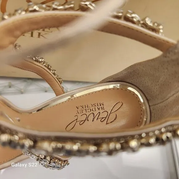 Jewel Badgley Mischka Satin Embellished Half block, Sandals. NIB. Size 6.5