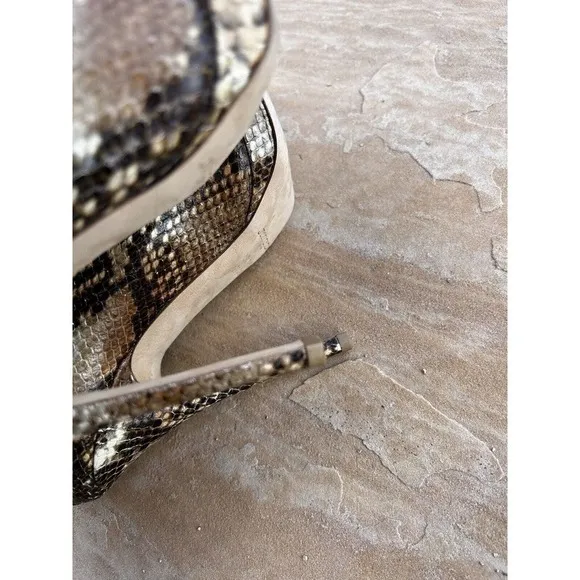 Jimmy Choo Womens Peep Toe Snakeskin Glint Ankle Booties Brown Size 38.5 8.5
