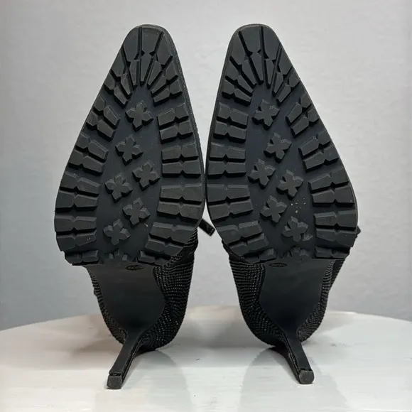 JLO JENNIFER LOPEZ JAYLAH2 BLACK RHINESTONE STILETTO ANKLE BOOTIE