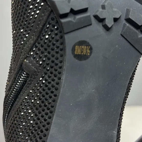 JLO JENNIFER LOPEZ JAYLAH2 BLACK RHINESTONE STILETTO ANKLE BOOTIE