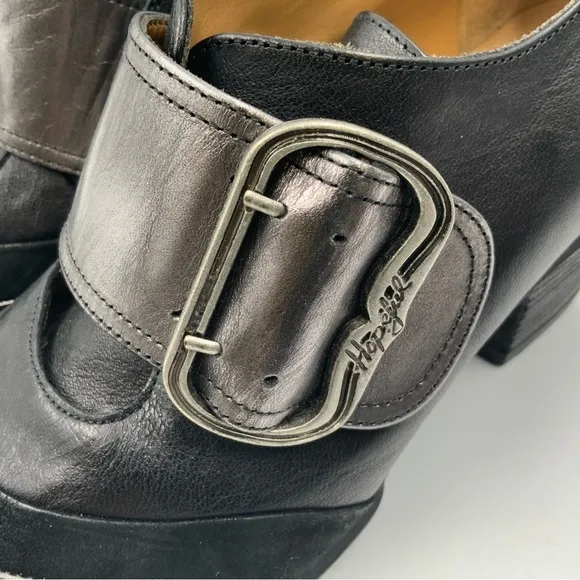 John Fluevog  Hopefuls Belief Black Leather  Buckled Shoes. Women’s Size 8.5.