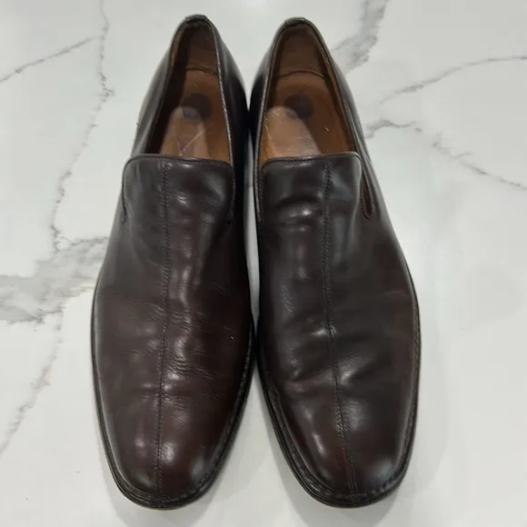 John Varvatos Brown Leather Slip On Shoes. Size 13
