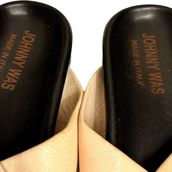Johnny Was Blanc Chiara Slipper Sandals Beige Cream Sz 7/37EU Leather ITALY