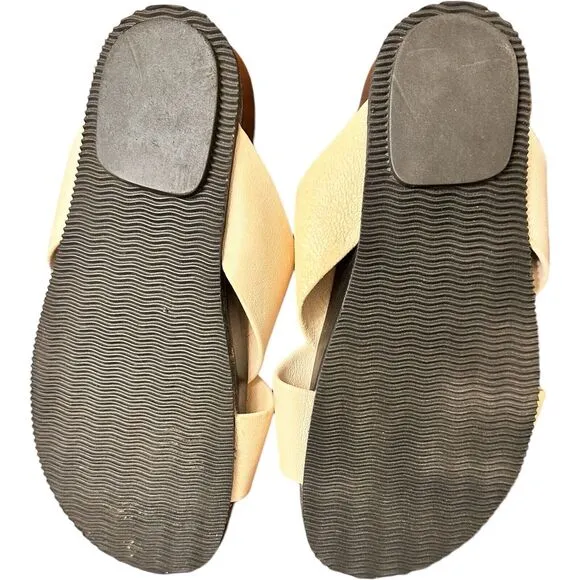 Johnny Was Blanc Chiara Slipper Sandals Beige Cream Sz 7/37EU Leather ITALY