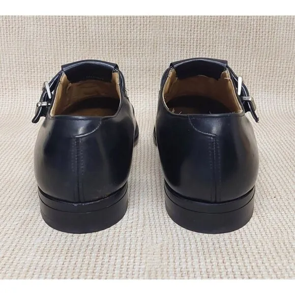 Johnston &amp; Murphy Black Leather Aristocraft Dress Shoes Monk Strap Slip On Buckl