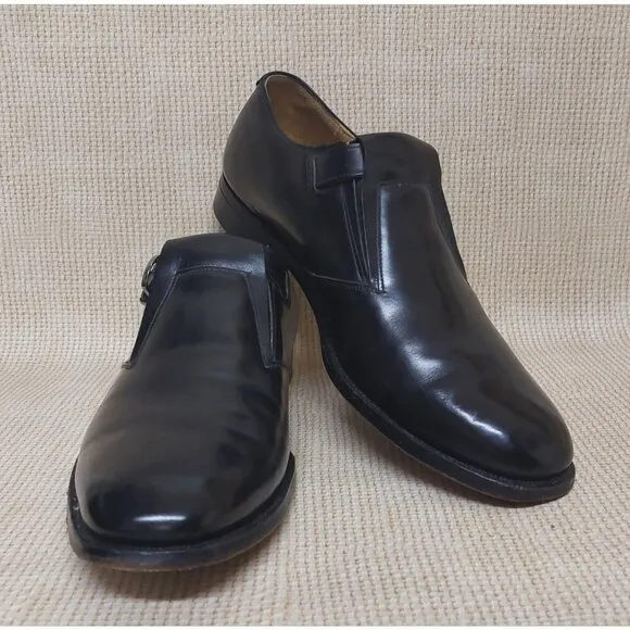 Johnston &amp; Murphy Black Leather Aristocraft Dress Shoes Monk Strap Slip On Buckl