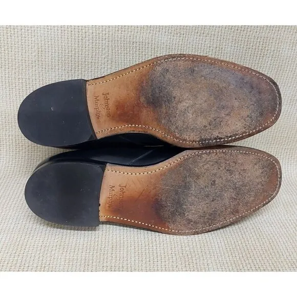 Johnston &amp; Murphy Black Leather Aristocraft Dress Shoes Monk Strap Slip On Buckl