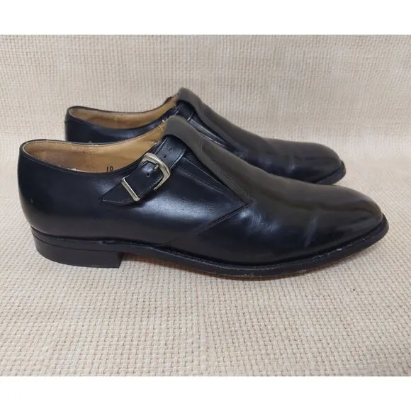 Johnston &amp; Murphy Black Leather Aristocraft Dress Shoes Monk Strap Slip On Buckl