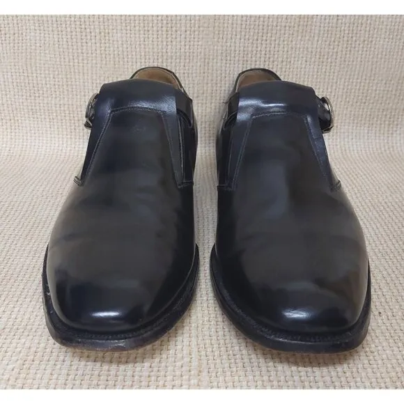 Johnston &amp; Murphy Black Leather Aristocraft Dress Shoes Monk Strap Slip On Buckl