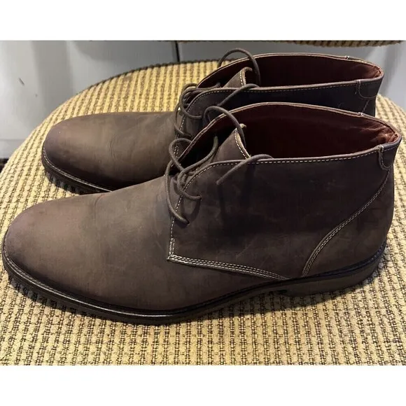 Johnston &amp; Murphy Chukka Boots Brown Leather Men's Size 13 M Sheep Skin 25-1870