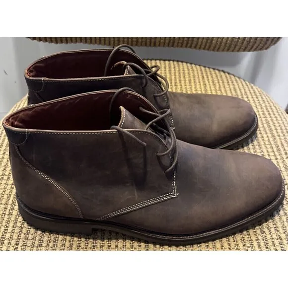 Johnston &amp; Murphy Chukka Boots Brown Leather Men's Size 13 M Sheep Skin 25-1870