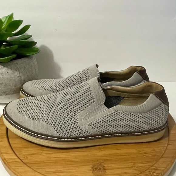 Johnston &amp; Murphy McGuffy Knit Slip On Loafers Grey Comfort Shoes Size 9.5M