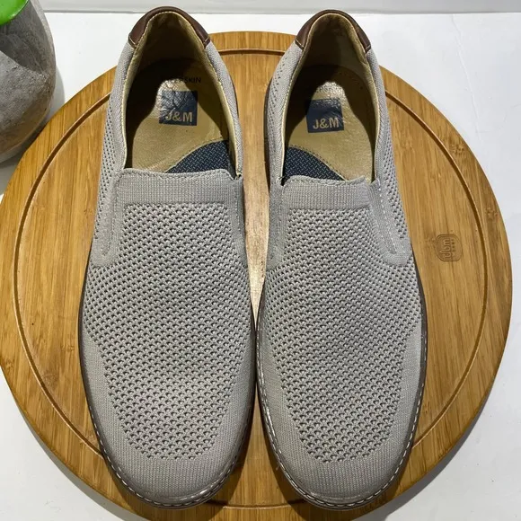 Johnston &amp; Murphy McGuffy Knit Slip On Loafers Grey Comfort Shoes Size 9.5M