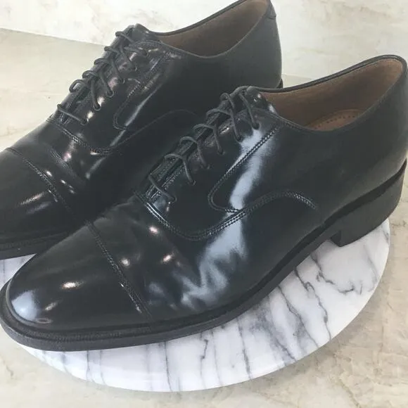 Johnston &amp; Murphy Optima Comfort Black Leather Cap Toe Lace-up Shoes Size 9