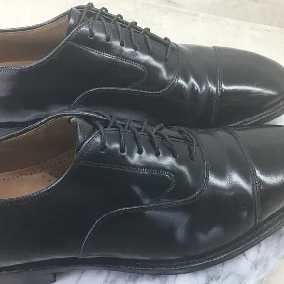 Johnston &amp; Murphy Optima Comfort Black Leather Cap Toe Lace-up Shoes Size 9